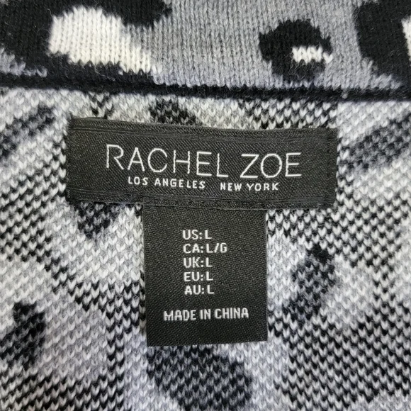 Rachel Zoe Black and Gray Leopard Print Blazer, Cotton Blend, Size L - Picture 4 of 8